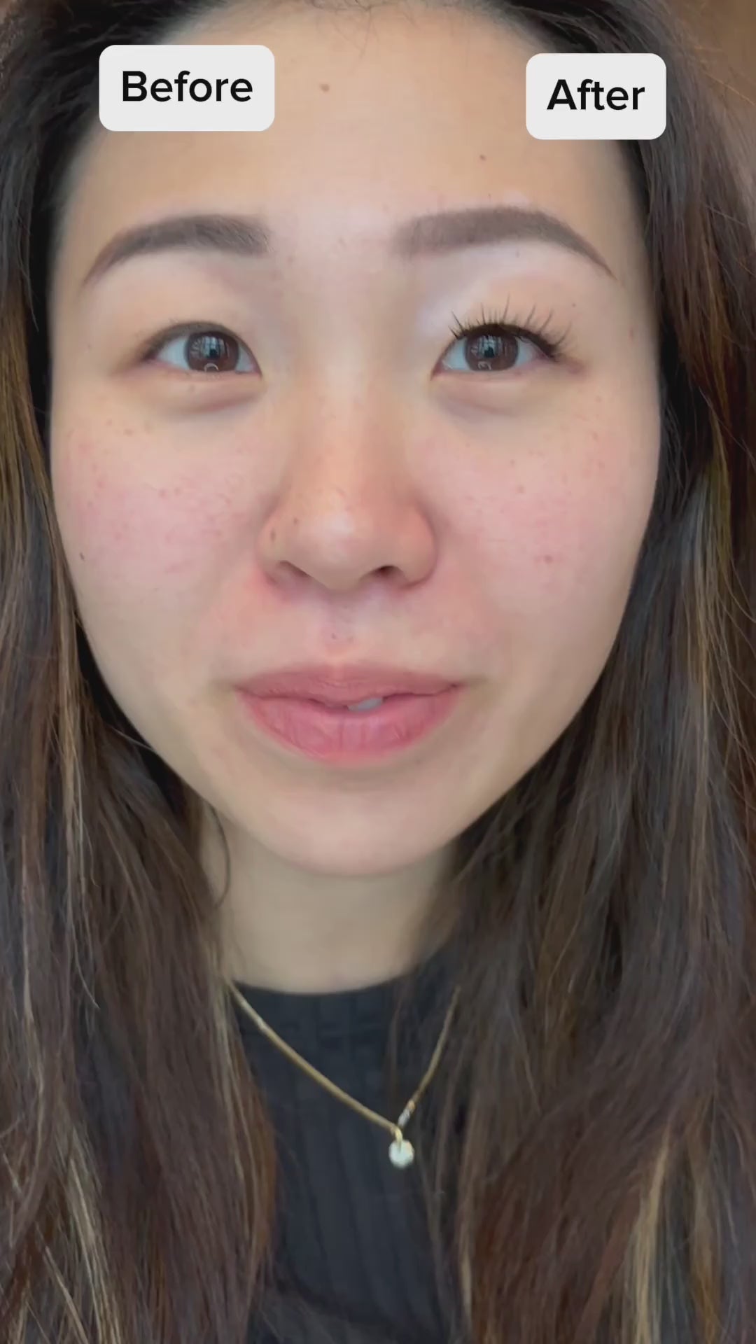 Girl applying her do-it-yourself lash extensions at home